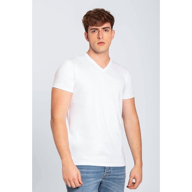 Camiseta Cuello V Manga Corta Algodón (4901) blanco XL Diane & Geordi Colombia 4901