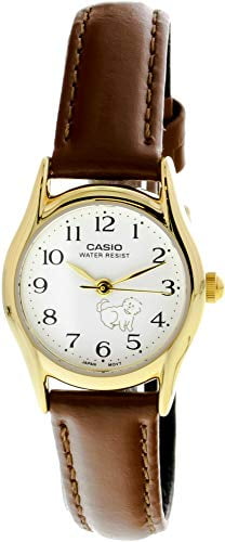 casio leather strap women's watch