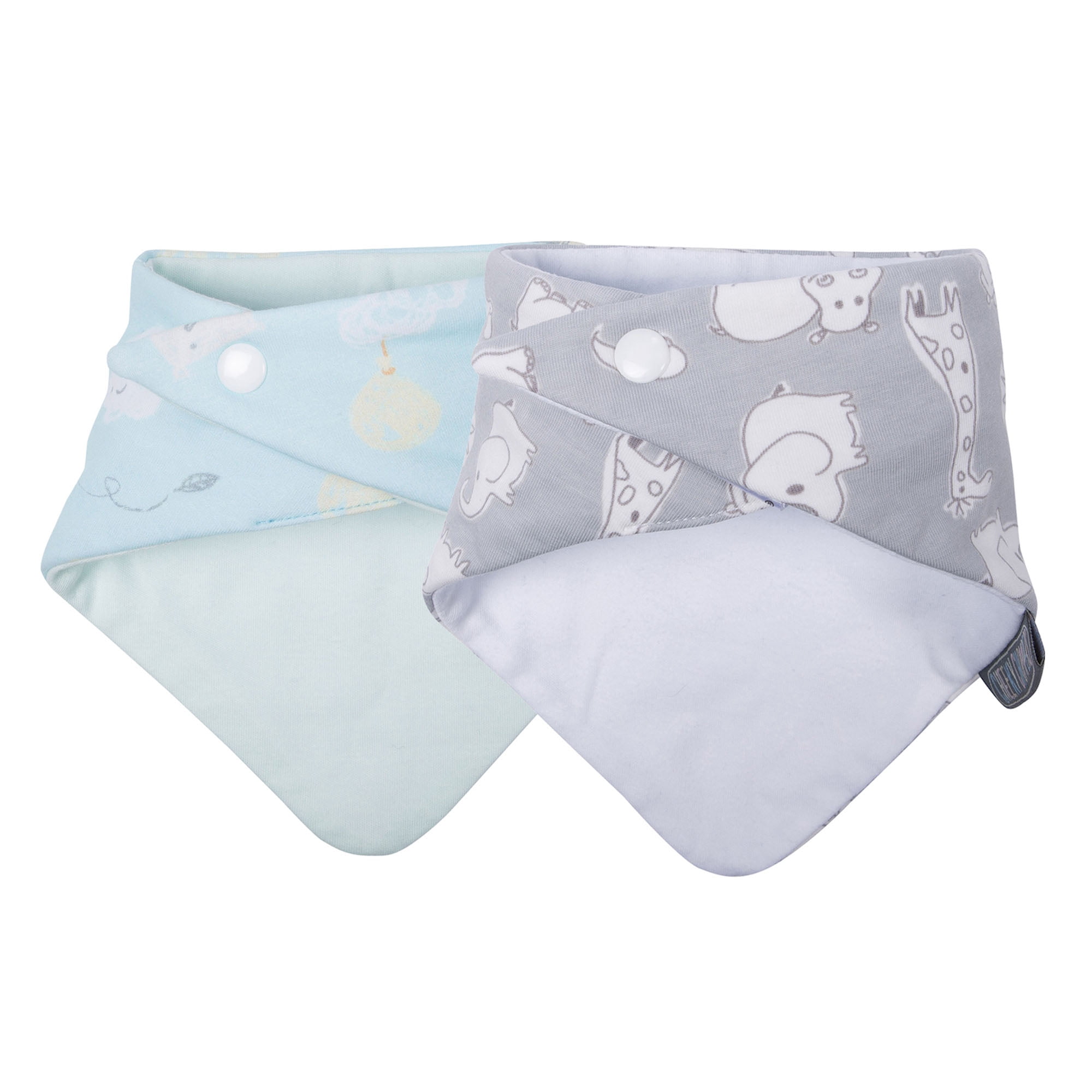 Cheeky Chompers Neckerbib Teething Bibs 2-Pack in Gray & Mint