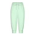 thumbnail image 6 of MIUOWANP Women's Cropped Pants Elastic Waist Solid Color Drawstring Pants with Pockets 2-Pack(Mint Green+Mint Green) Size XXL(12), 6 of 6