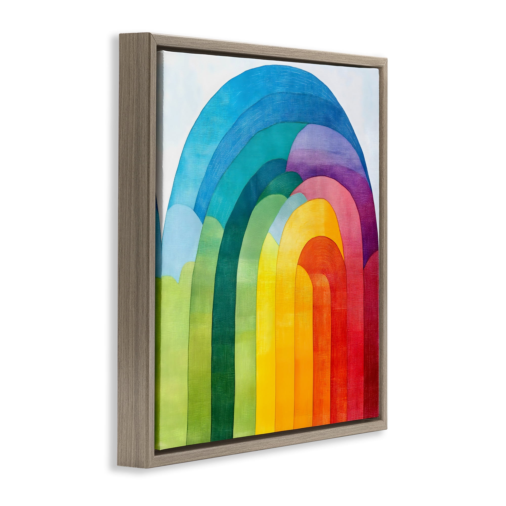 Stupell Industries Vibrant Rainbow Arch Abstraction Brown Framed Floater Canvas Wall Art, design by Creative Studio