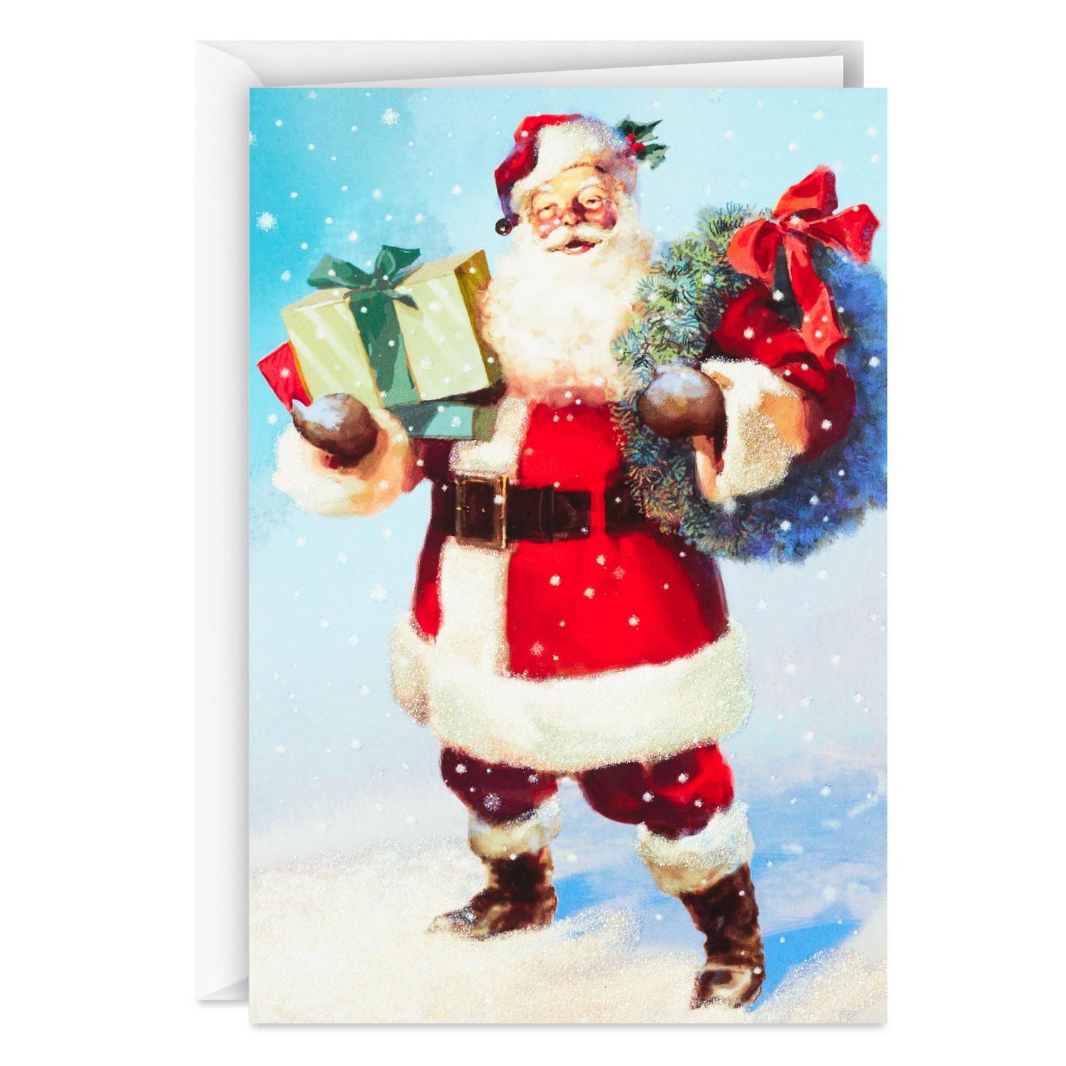 Connections from Hallmark Boxed Christmas Cards (Classic Santa With Gifts), 18 ct.