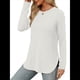 thumbnail image 3 of Camisa de Larga con Cuello Redondo para Mujer, Básica, Holgada, Informal Lechoso XXL, 3 of 5