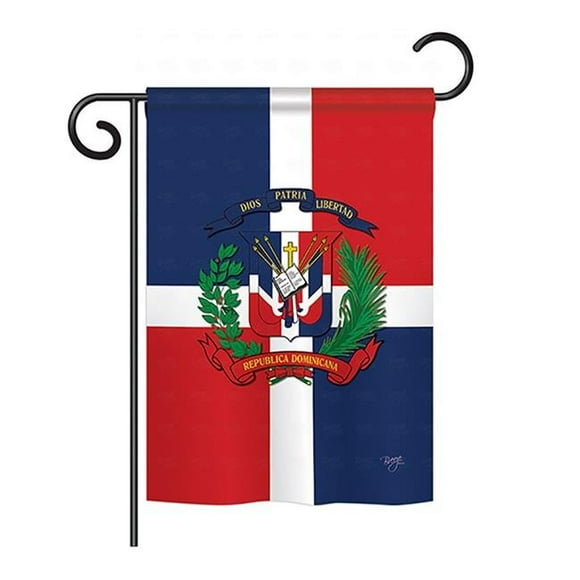 Breeze Decor BD-CY-GS-108156-IP-BO-D-US13-BD 13 x 18.5 in. Dominican Republic Flags of the World Nationality Impressions Decorative Vertical Double Sided Garden Flag Set with Banner Pole