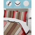 thumbnail image 4 of Quilts Twin-XL Size Bedding Set, Red Pink Lightweight Quilted Comforter, Farmhouse Wood Grain Vintage Brown Striped Soft Reversible Bedspread Coverlet with Pillow Covers for All Season, 68" x 98", 4 of 7