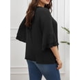 thumbnail image 2 of Weardear Womens Summer 3/4 Length Sleeve Tops Loose V-Neck T-Shirts Dressy Casual Ruffle Layered Sleeve Tunic Blouses, 2 of 5
