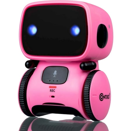 Contixo Kids Smart Robot Toy Mini Robot Talking Singing Dancing Interactive Voice Control Touch Sensor Speech Recognition Infant Toddler Children Robotics - R1 Pink