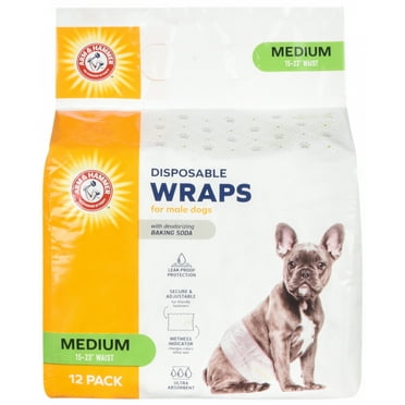 Arm & Hammer Male Dog Wraps, Medium 12 Ct | Ultra-Absorbent with Leak-Proof Protection