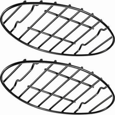 2 Pack Oval Roasting Rack - 12 Inch Black Cooling Rack with Integrated Feet, Enamel Finished, Nonstick - for Roasting Pan, Great for Basting, Cooking, Drying, Baking Tools & Accessories