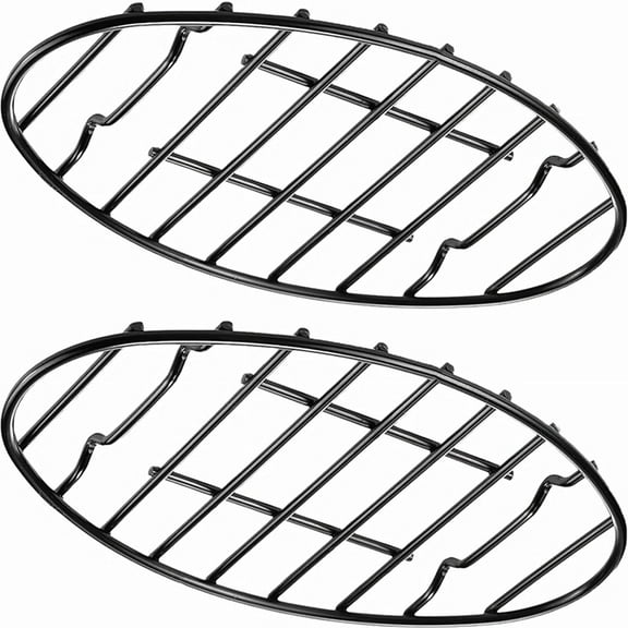 2 Pack Oval Roasting Rack - 12 Inch Black Cooling Rack with Integrated Feet, Enamel Finished, Nonstick - for Roasting Pan, Great for Basting, Cooking, Drying, Baking Tools & Accessories