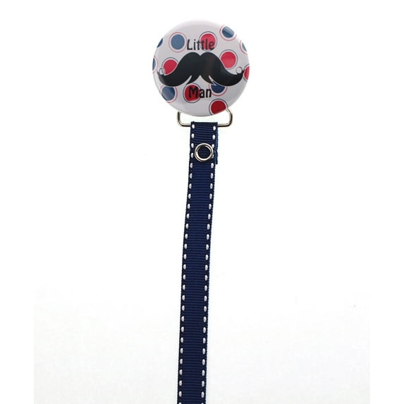 Polka Dot Little Man Pacifier Clip