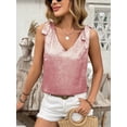 thumbnail image 7 of Uaswgudfs Women's V Neck Sleeveless Strappy Ruffle Bow Bling Tank Top Casual Solid Color Stretch Slim Fit Summer Top Pink L, 7 of 7