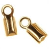 Cord Ends, Foldover For 3mm Ribbon, 20 Pieces, 22K Gold Plated