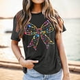 thumbnail image 2 of Short Sleeve T Shirts for Women Summer Crewneck 2026 Casual Blouses Bowknot Print Spring Basic Tops, 2 of 4