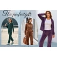 thumbnail image 4 of UVN Velour Outfit Set for Women 2 Piece Lounge Sets Casual Full Zip Top and Wide Leg Pants Ladies Fall Tracksuit with Pocket, 4 of 11