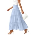 thumbnail image 5 of APEXFWDT Women's Summer Maxi Skirt Casual Flared Long Maxi Skirt Trendy Flowy Beach Boho Skirt for Holiday and Travel,XXL,Light Blue, 5 of 6