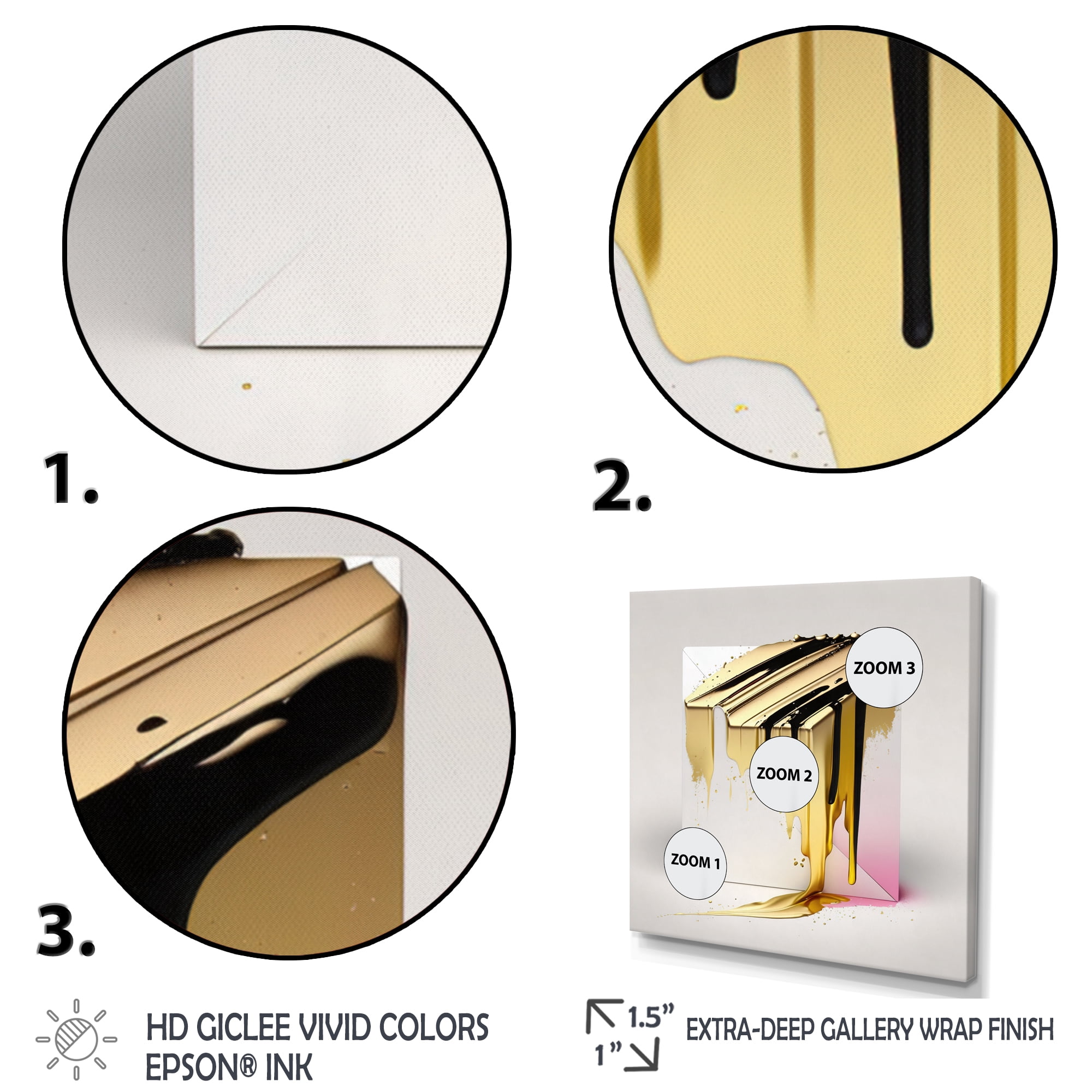 Designart Abstract Geode Shapes Gold Canvas Wall Art