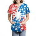 thumbnail image 4 of JULMCOMO Independence Day Scrub Tops Women Short Sleeve V Neck Tunic 4th of July Shirts American Flag Print Stretch Independence Day Scrubs with Pockets Yellow, 4 of 4