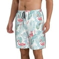thumbnail image 2 of Adobk Tropical Flamingo Print Men's Swim Trunks Hawaiian Bathing Suit Swimsuits Beach Shorts with Pockets-Medium, 2 of 6