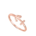 thumbnail image 4 of CHOOSE YOUR COLOR Small Sideways Rose Gold-Tone Anchor Ring .925 Sterling Silver Band Jewelry Female Size 4, 4 of 4