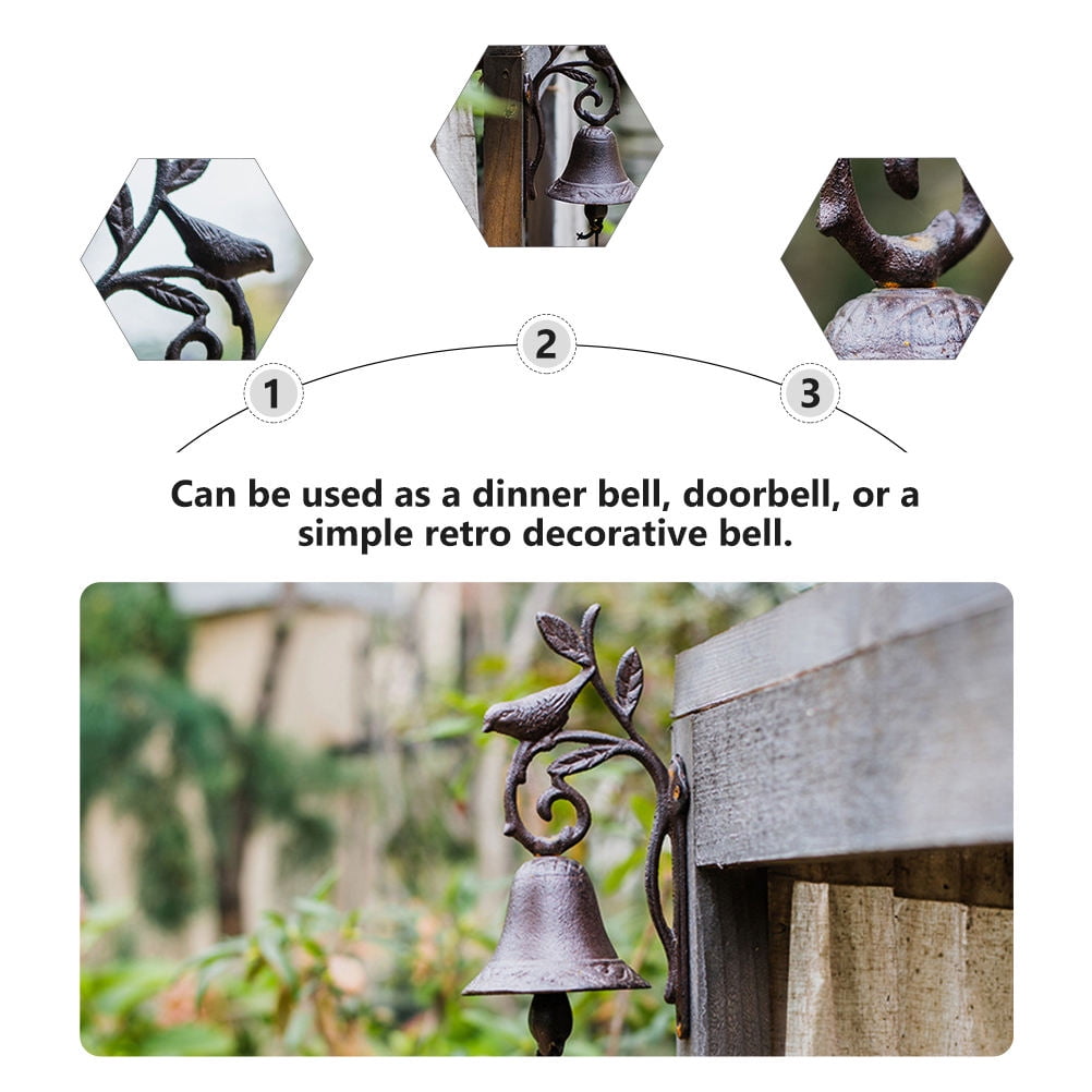 BESTYASH Brown Cast Iron Doorbell 1Pc Vintage Retro Wall Bell for Farmhouse Garden Outdoor Decoration