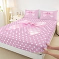 thumbnail image 4 of Erosebridal Cute Coquette Bow Bed Sheets,Pink Bows Cute Polka Dot King Sheets For Girls Kids 4 Pieces, 4 of 6