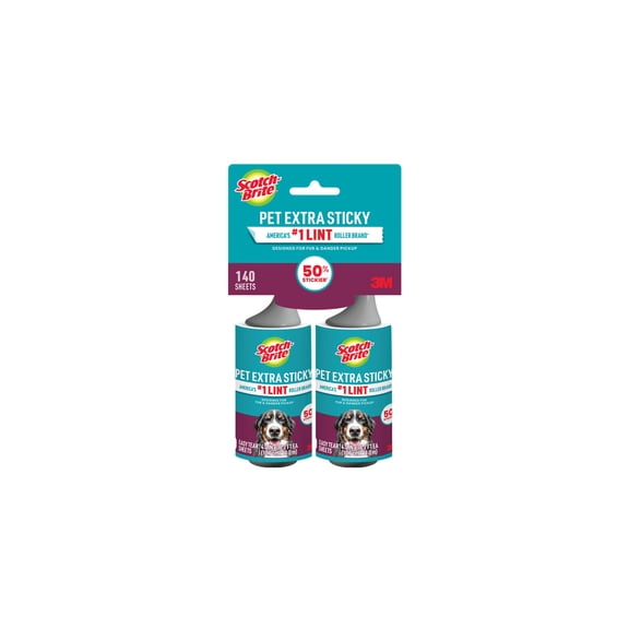 Scotch-Brite Pet Hair Pickup Lint Roller, 70 Sheets per Roller, 2 Rollers
