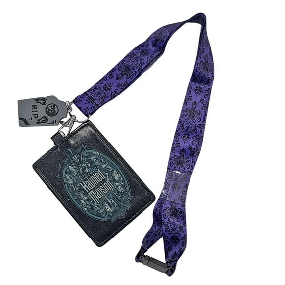 Disney Parks Haunted Mansion ID Holder Lanyard Wallpaper Badge Holder Keychain