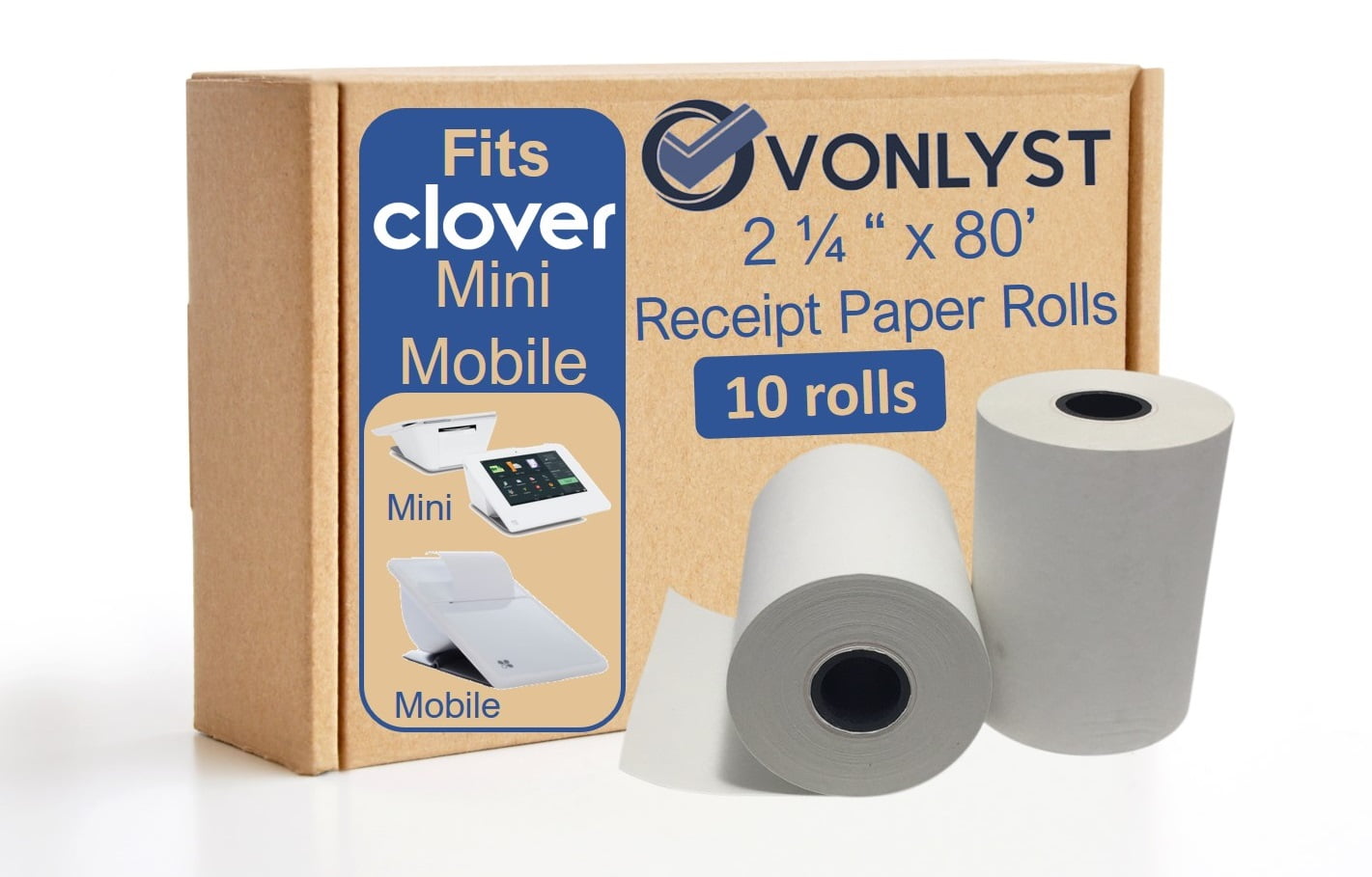 Photo 1 of Receipt Paper Roll for Clover Mini and Mobile Printer 2 1/4 x 80' 10 Rolls