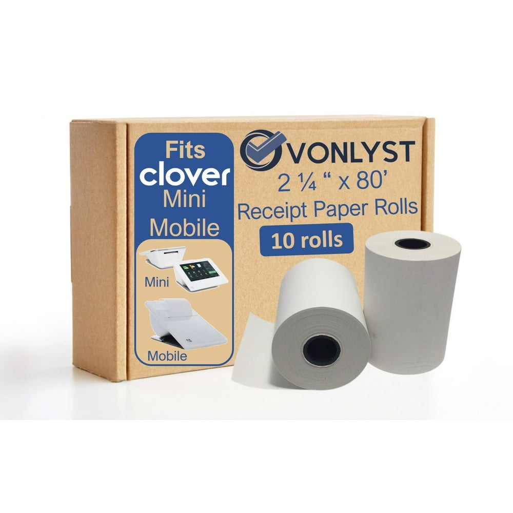 Receipt Paper Roll for Clover Mini and Mobile Printer 2 1/4" x 80' 10