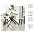 thumbnail image 6 of Holaki 51" Rectangle Dining Table for 4 5 6 People,Modern Dining Table with Black Chrome Metal X-Shaped Legs,Glass Dining Table Large Kitchen Table Family Dinner Table for Home Office Living Room, 6 of 8
