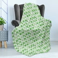 thumbnail image 4 of Quatrefoil Soft Flannel Fleece Throw Blanket, Clovers Moroccan Design in Watercolor Style Art Luck Theme, Cozy Plush for Indoor and Outdoor Use, 60" x 80", White Green, by Ambesonne, 4 of 5