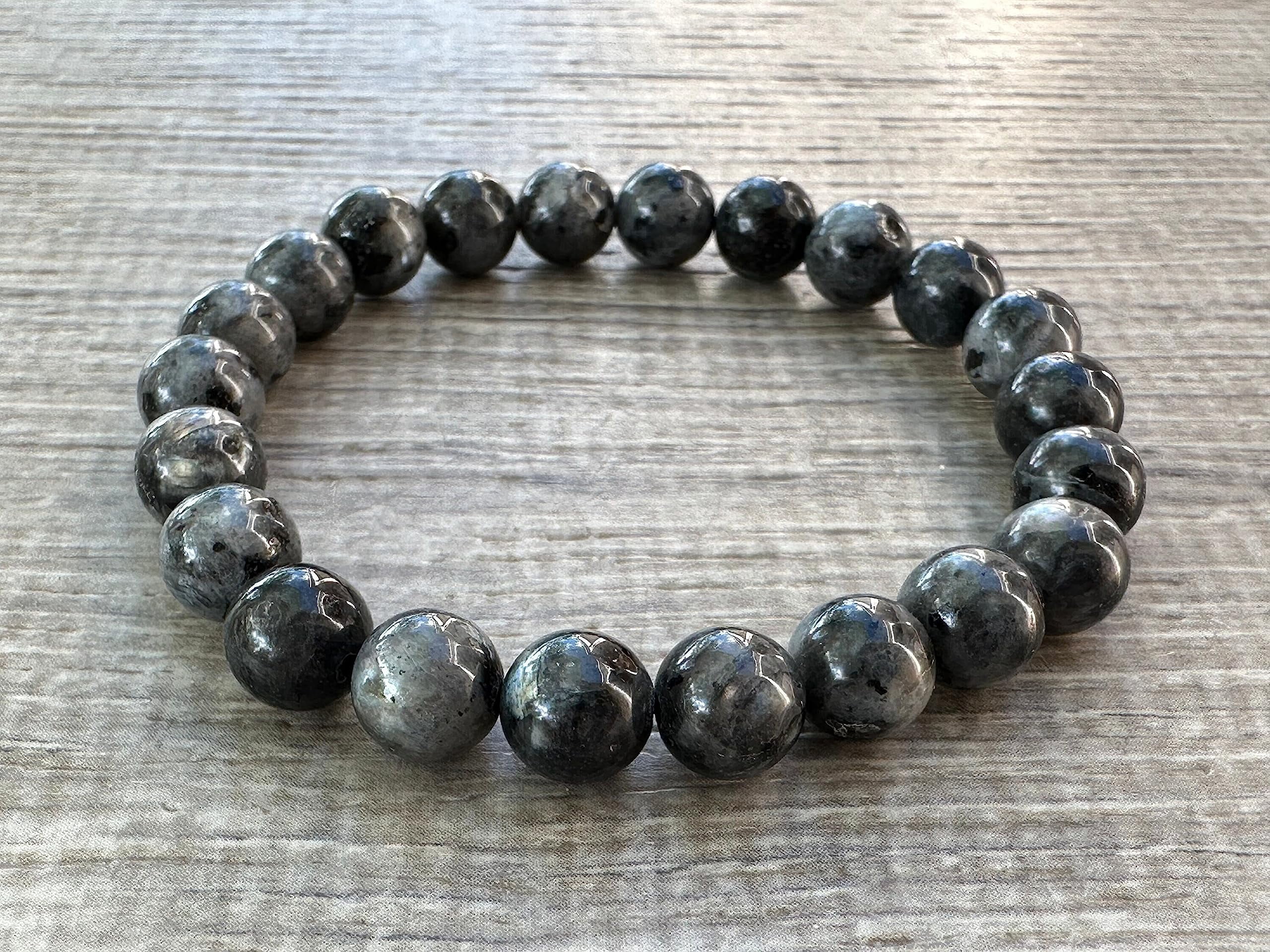 Black Labradorite Crystal Bead Bracelet 8mm, Wholesale Genuine Black Labradorite Stretch Gemstone Bracelet, Gift for Men & Women (10)