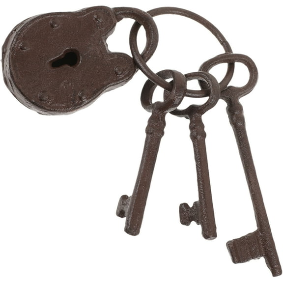 FRCOLOR Vintage Coffee Iron Key Ring Set for Wall Hanging Decor 5 Pieces 3.5 Inches