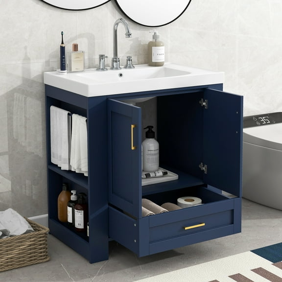 30'' Freestanding Bathroom Vanity With Single Sink Modern Bathroom Storage Cabinet Bathroom Accessories For Small Space