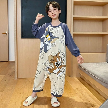 

Kawaii Sanrios Kuromi Cinnamoroll My Melody Hello Kitty Spring Autumn Child Piece Pajamas Cartoon Boys Girls Children Homewear