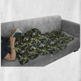 thumbnail image 6 of Jungle Leaves Soft Flannel Fleece Blanket, Painting Illustration of Tropical Flowers and Fronds Greenery, Cozy Plush for Indoor and Outdoor Use, 70" x 90", Charcoal Grey Multicolor, by Ambesonne, 6 of 6