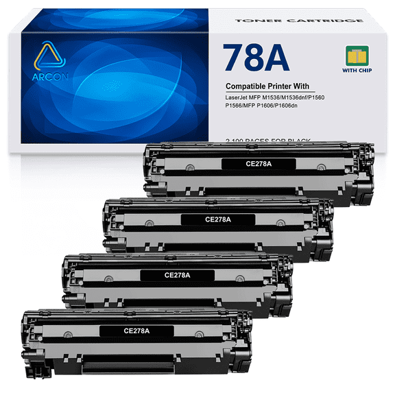 Arcon 78A CE278A Toner Cartridges Compatible for HP 78A CE278A 278A Toner Cartridge Compatible for HP P1606dn 1536dnf MFP M1536dnf 1606dn P1606 P1566 P1560 Printer (Black, 4-Pack)