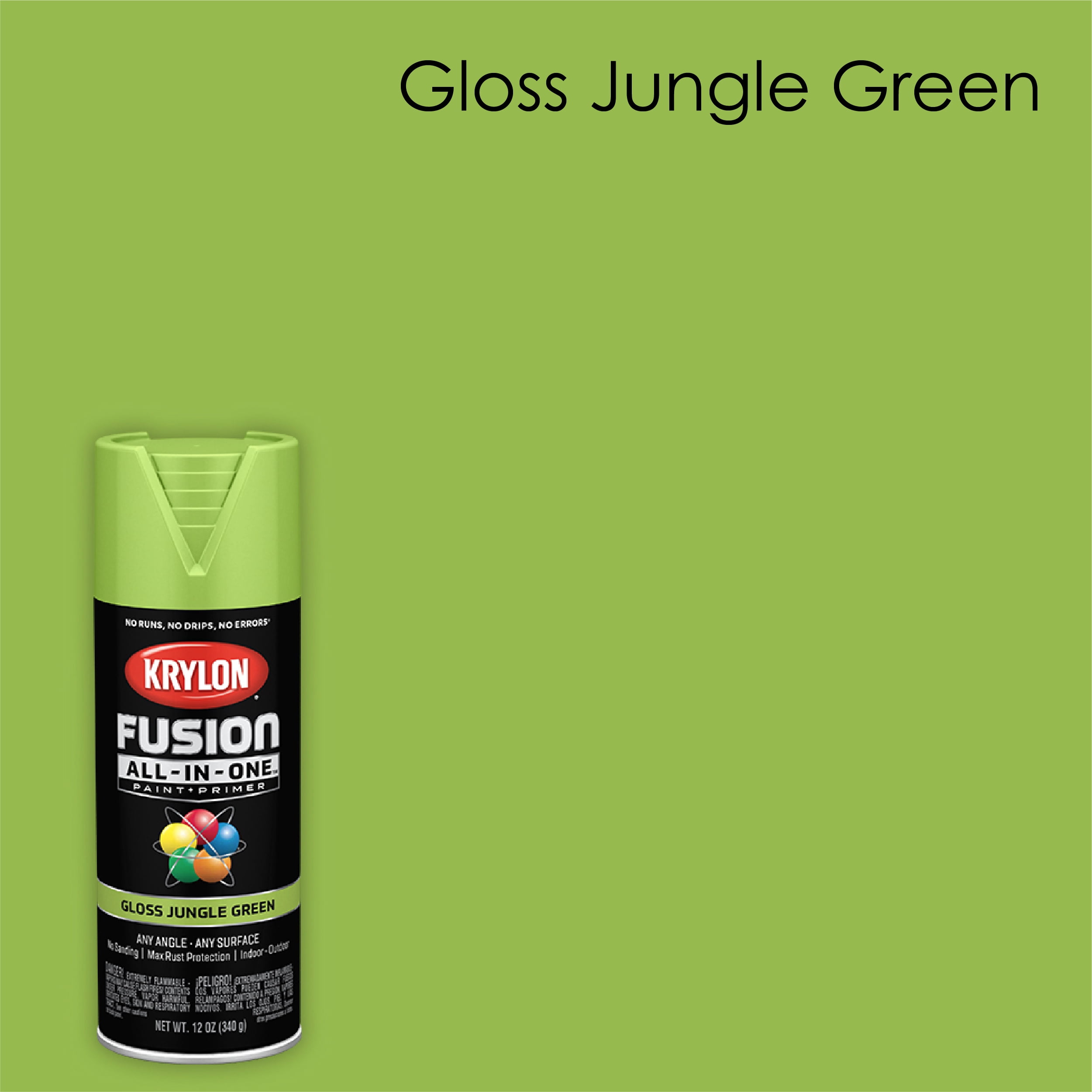 Krylon Fusion AllInOne Spray Paint, Gloss, Jungle Green, 12 oz