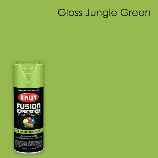 Krylon Fusion AllInOne Spray Paint, Gloss, Jungle Green, 12 oz
