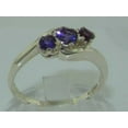 thumbnail image 3 of LBG British Made 10k White Gold Natural Amethyst Womens Trilogy Ring - 33 size options - Size 9.25, 3 of 7
