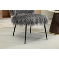 thumbnail image 5 of 25.2'' W Accent Chair With Ottoman, Fur Plush Upholstered Chair with Metal Legs, Comfy Mid Century Modern Chair for Living Room Bedroom, Gray, 5 of 7