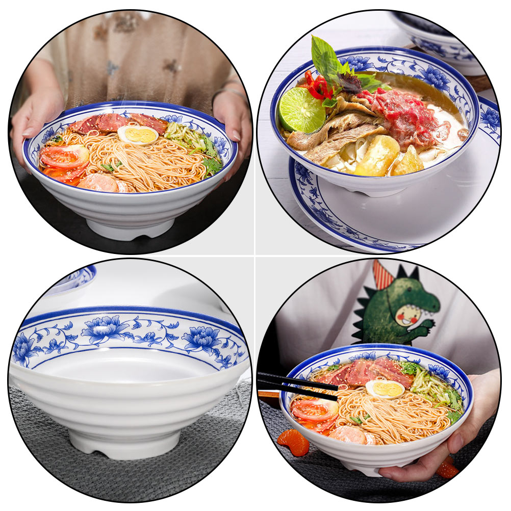 FUTUREORYY Large Noodle Bowl Blue and White mine 1Pc Chinese Style Tableware