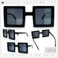 thumbnail image 2 of Super Fun Comic Unique Half Mirror Square Rectangle Plastic Sunglasses Black - Black Silver, 2 of 8
