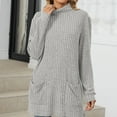 thumbnail image 5 of Hot6sl Women's Solid Color Half High Neck Loose Pocket Long Sleeve Top, 5 of 5