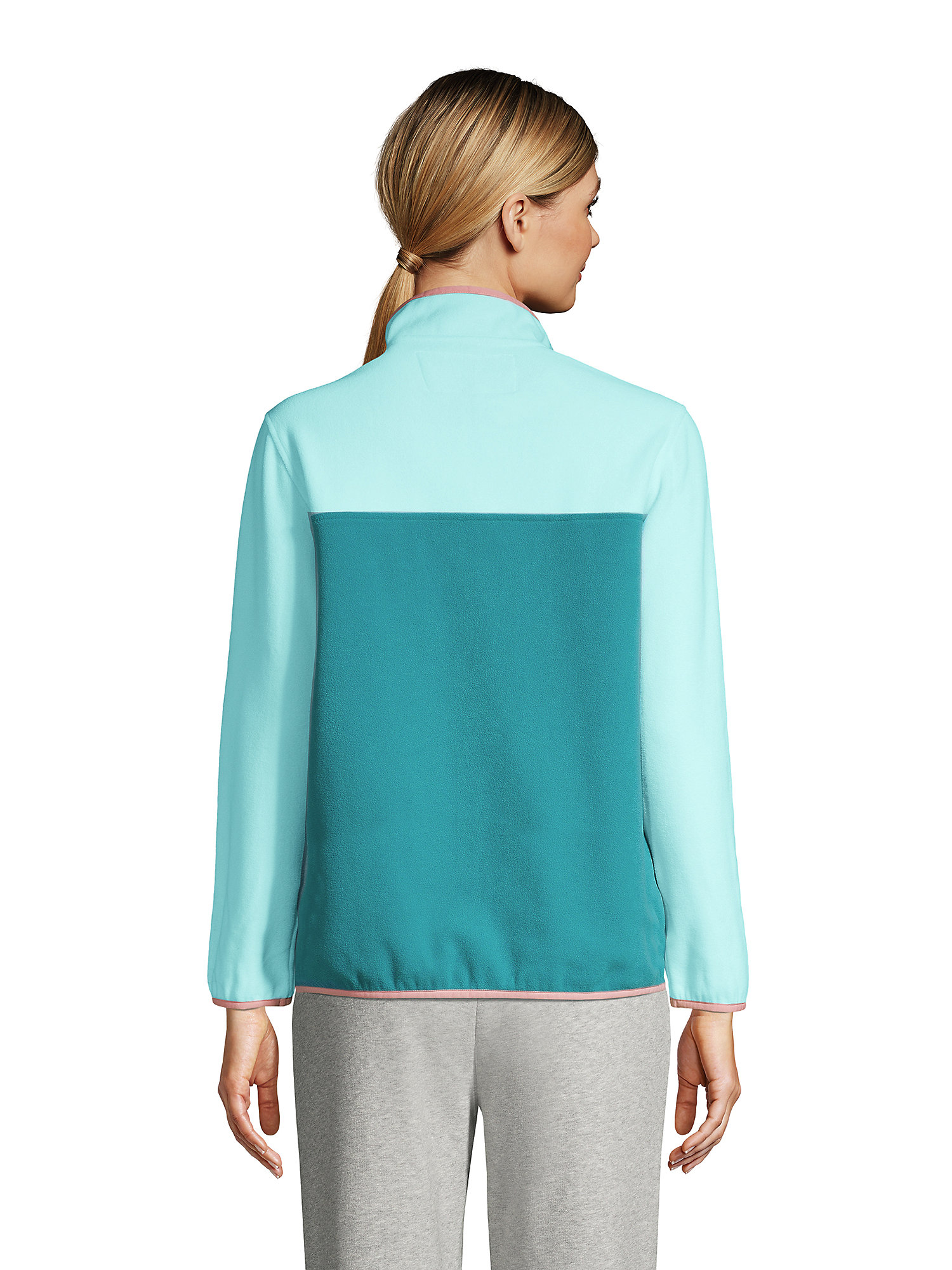 lands end women's heritage fleece snap neck pullover top