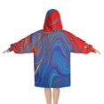 thumbnail image 2 of Blue Red Gold Marble Pattern Blanket Hoodies for Kids 6-13YR Oversize Wearable Blanket Hoodies for Boys Girls Teens, 2 of 7