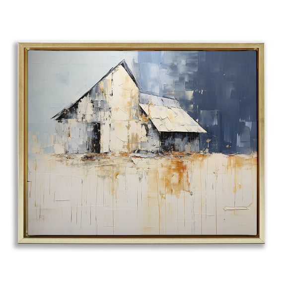 Stupell Industries Farmhouse Barn Abstraction Gold Floating Frame Canvas Art, 21 x 17, by Ramona Murdock