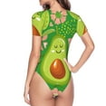 thumbnail image 3 of Uemuo Avocado Keep Calm Pattern Women's One Piece Short Sleeve Swimsuit Rash Guard Surfing Modest Quick-drying Swimsuit Beach Essentials-, 3 of 9