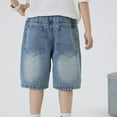 thumbnail image 4 of Coerni Teen Boys Stretch Cargo Denim Shorts Elastic Waist School Jorts Wide Leg Knee Length Cargo Jeans Hip Hop Skateboard Y2k, 4 of 8